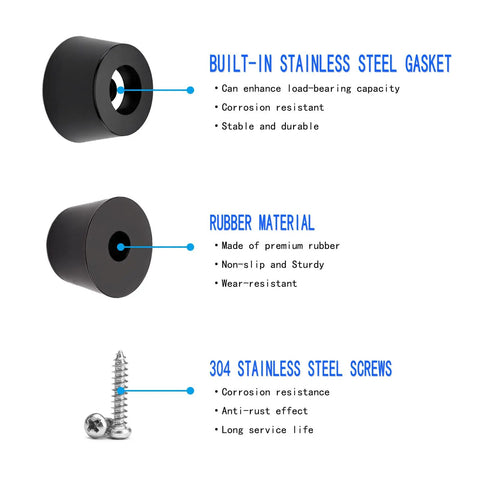 136 Piece Cutting Board Feet Kit With Stainless Steel Screws Non Slip Rubber Bumpers shown in material details image