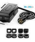 Straight Up Heavy Duty 6 Foot 7 Way Trailer Plug Cord With Sealed Junction Box, 96in cable with black plug and accessories.