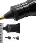 Cordless Electric Rivet Nut Tool Kit For Industrial Jobs Fast Pull Rivnuts With 2 Batteries And Charger Ergonomic Handle Saves Hands No Cables Needed, close-up nose