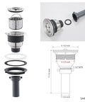 Exploded view of strainer for Undermount 18 Inch Bar And Prep Sink With Single Bowl, 18 Gauge T304 Stainless Steel, Rust Resistant Kitchen Sink