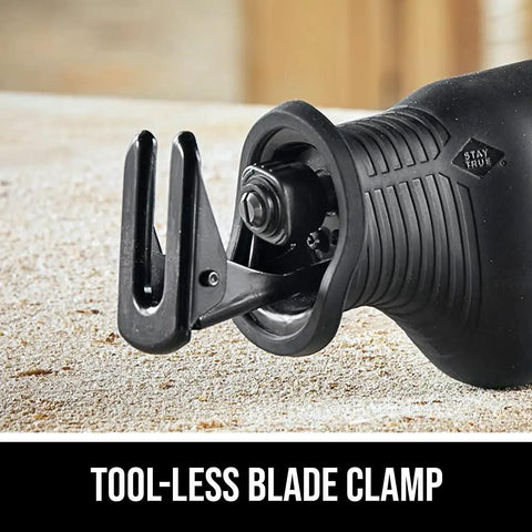 Close-up of Beastly Power 13 Amp Corded Reciprocating Saw With Buzzkill Technology tool-free blade clamp