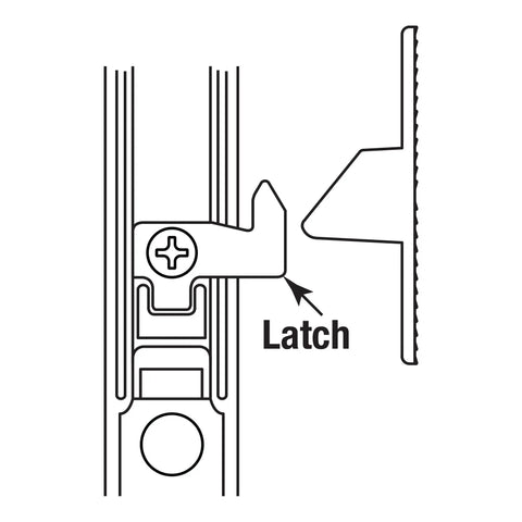 Latch mechanism on Chrome Plated Diecast Sliding Door Keeper for Flush Style Patio Door Handles, side view diagram.