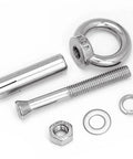 Concrete Wall Bolt Anchor Hook With Expansion Screw, 304 stainless steel eye bolts, M8x120mm and M8x90mm, components shown