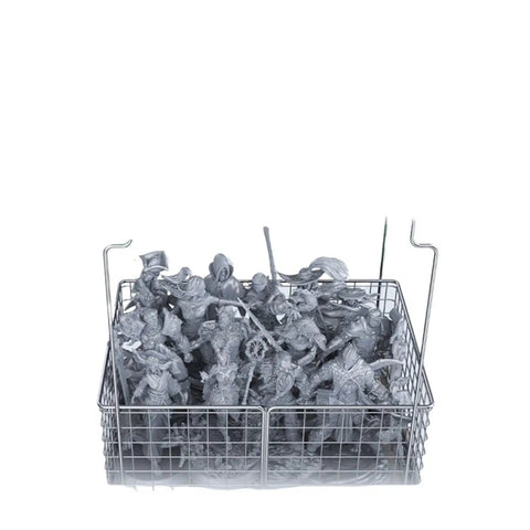 Top Tier 3D Printer Resin Wash And Cure Workstation Boasting Massive Cleaning Vat And Rapid Spin Disc with figures in a wire basket.