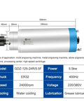 Heavy Duty 5.5KW CNC Spindle Motor With ER32 Shank Water Cooled System For Stone Carving And Wood Routing, 399mm length, 5.5kW power.