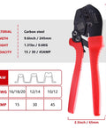 Heavy Duty Ratcheting Crimping Tool For 15 30 And 45 Amp Power Connectors Plus Modular Battery Terminals, Carbon steel, 9.6 inches