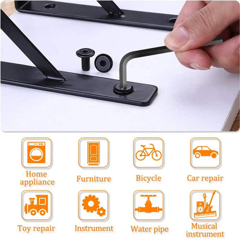 Using 30 Piece Hex Key Set With Short And Long Arm SAE And Metric Allen Wrenches for furniture assembly