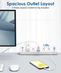 Heavy Duty Desk Clamp Power Strip With Fast Usb C Hub And Rock Solid Bracket For Clean Workspace Cable Management Peak Performance Boss Pack Of Fifteen with five widely spaced outlets and USB ports.