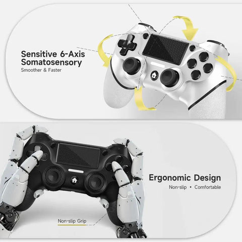 Two Pack Wireless PS4 Controllers Set For PS4 Pro Slim And PC With Non Slip Grips On Both Sides And USB C Cable Included