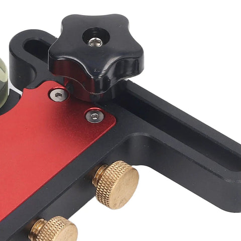 Beast Mode Adjustable Featherboard Kit With Smooth Polyurethane Wheels For Table Saw Feeding And Router Table Safety Rock Solid Aluminum Frame Hella Tight Grip All Day Long close-up of red and black adjustable knobs and aluminum frame