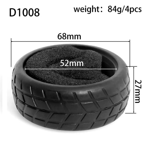 Grippy Off Road And On Road Tire And Wheel Upgrade Kit For Drifting And Touring 4 Piece Rubber Tire Set dimensions