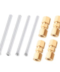 3/16 Inch Brake Line Fitting Kit With Bubble Flare And Double Flare Ends, Includes Four Brass Union Connectors, Universal Car Brake Line Repair Kit For Quick, DIY Vehicle Brake Line Fix. Four 3/16 brake lines and brass union fittings