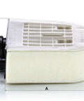 Side view of Engine Air Filter Replacement Compatible With Audi Q7 2017-2024, showing dimensions and water-resistant media