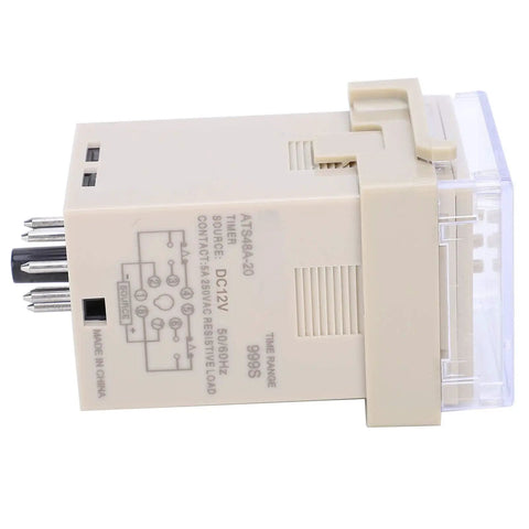 Adjustable Timing Component For Industrial Automation And Machinery With 3D LED Digital Display Time Relay Digital Setting Cycle Delay Control Unit DC12V Compatible Low Power Draw Pro Grade Timing Rock Solid Build Heavy Duty Reliability, beige panel relay