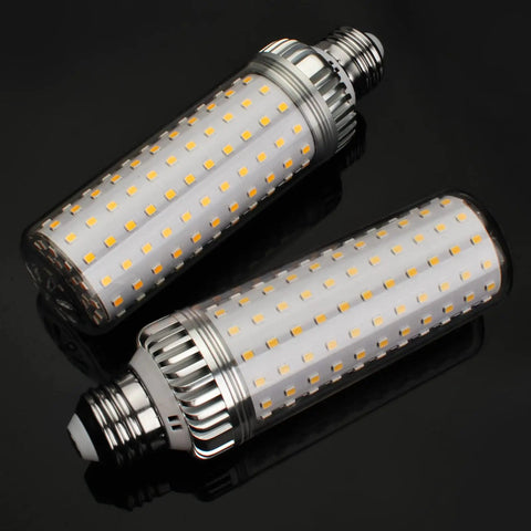 Two 35W LED Light Bulb E26 Base Daylight White 6000K 3500 Lumens Non Dimmable on black background