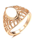 Fresh Rose Gold Oval Mesh Statement Ring For Women Featuring Sleek Polished Surface And Dope Openwork Grid Band clean headturner.