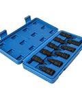 Rock Solid 10PC Socket Adapter Set With 1/2 Inch Drive Bit Holder Featuring T20 To T70 Star Head Screwdriver Bits Made From Heavy Duty Chrome Vanadium Steel For All Your Tough Jobs And Serious DIY Repairs This Kit Is A Total Game Changer For Any Garage., blue case with 10 black chrome vanadium socket adapters