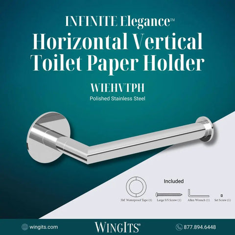 Infinite Elegance Horizontal And Vertical Toilet Paper Holder In Polished Stainless Steel Chrome Finish