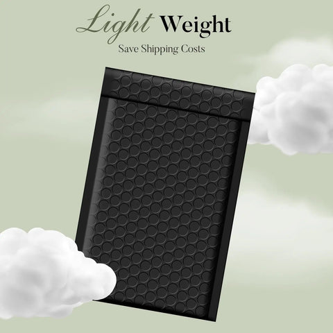 Black Bubble Mailers 4x8 Inch Self Seal Adhesive Padded Envelopes 200 Pack Waterproof With Inner 4x7 Inch Usable Size Boss Quality Shipping Jewelry Makeup Small Biz Packaging displayed on a soft cloud background.