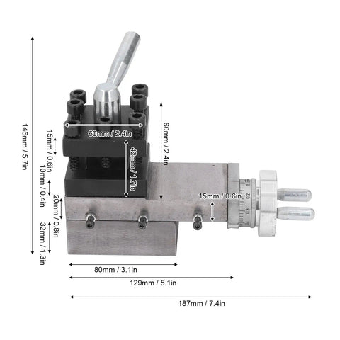 Rugged Mini Lathe Tool Holder Clamp Block 60x60mm Cross Slide And Tool Post For Metal Lathe Compound Vice with dimensions