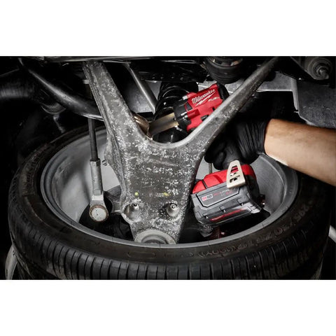 Compact Half Inch Impact Wrench With Friction Ring, Brushless Powerstate Motor Delivers Up To 250 Ft Lb Breakaway Torque in use