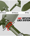 Foldable Camping Shovel 18.5 Inch Portable Ergonomic High Carbon Steel Digging Shovel with 180-degree rotating lock system