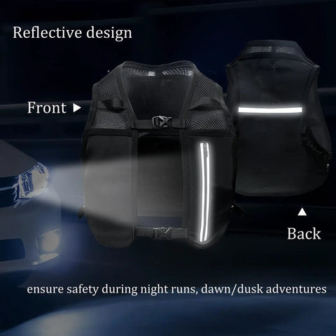 Hydration Chest Pack Dope For Trail Cycling And Racing Water Bladder Bag with reflective design for night safety.