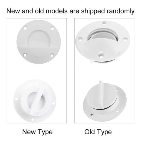 Comparison of new and old models of transom drain scupper valve and deck mount bung stopper nylon marine boat accessory