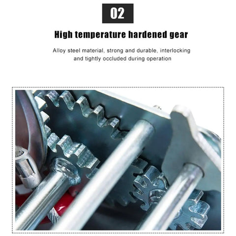 Heavy Duty Hand Winch With Two Way Ratchet And Ergonomic Handle alloy steel gears, close-up view