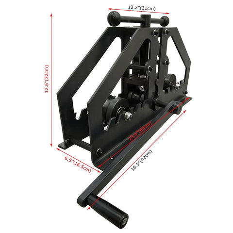 Dinenovate Tr-60 Manual Pipe Bender For 1-50 Inch Round Tube, showing sturdy frame with dimensions and lever for hydraulic bending.