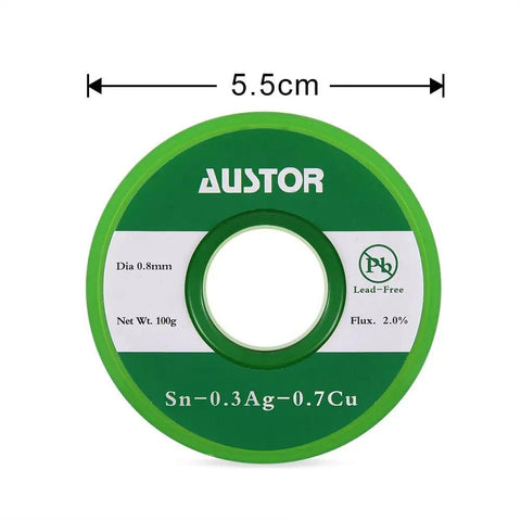 0.8mm Lead Free Solder Wire With Rosin Core For Electronics DIY Projects Makers And Soldering Nerds 100g Reel Sn Ag Cu Alloy