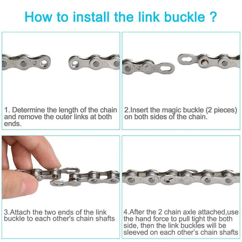 Step-by-step installation of link buckle for All In One Bike Chain Tool Kit For 6 7 8 Speed Chains With Breaker Hook