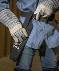 Flame-Resistant Electrode Bag With Hard Leather Bottom And Belt Loop, Heavy-Duty No 4 Canvas, worn by field tech