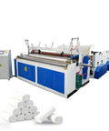 Heavy Duty Compact Toilet Paper Making Machine Full Throttle Rewinder Embosser Cutting Rig producing smooth bathroom tissue rolls.