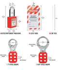 All In One Lockout Tagout Kit With Electrical LOTO Hasps Warning Tags Numbered Safety Padlocks Nylon Ties Zip Ties And Heavy Duty Storage Bag details