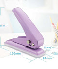 Purple Heavy-Duty Single Hole Punch For Up To Fifteen Sheets, Metal Handheld Paper Punch For ID Cards and Craft Projects, Skid-Resistant Base