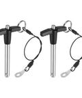 Beefy T Handle Lock Pins Set 8mm By 50mm Stainless Steel Quick Release Push Button Pins 2 Pack, shown as two tethered pins