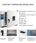 Heavy Duty 16L Digital Lab Drying Oven With Intelligent PID Temp Controller And Hot Air Circulation For Precision Heating Up To 300°C side view with open door and control panel.