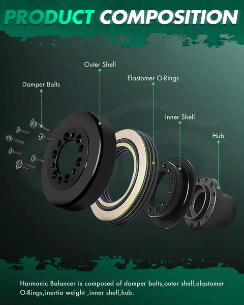 Composition of Engine Harmonic Balancer 594 225 For Honda Civic And Civic Del Sol 1996 To 2000 showing damper bolts and shells