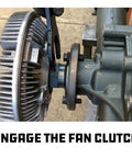 Master Fan Clutch Wrench Set With Pulley Holding Tools for Auto Repair showing wrench in use on vehicle clutch