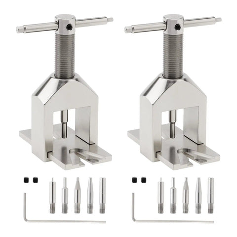 Heavy Duty Rc Motor Pinion Gear Puller And Remover Kit For Small Truggy Models And Helicopters featuring stainless steel tools and multiple pin sizes.