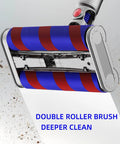 Soft Roller Floor Head With Led Headlights For Dyson V7 V8 V10 V11 Vacuum Cleaners Rotatable Universal Compatible Clean And Mop In One Go Easy Pro Level Clean No Fuss, showing double roller brush in action