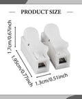 100 Pack CH2 Spring Wire Connectors For Electrical Wiring, Quick Clamp Terminal Blocks shown with dimensions