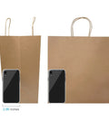 Kraft Paper Bags With Handles 250 Count Heavyweight 13x7x13 Inches For Gift Shopping Party Retail And Storage Reusable Eco Friendly