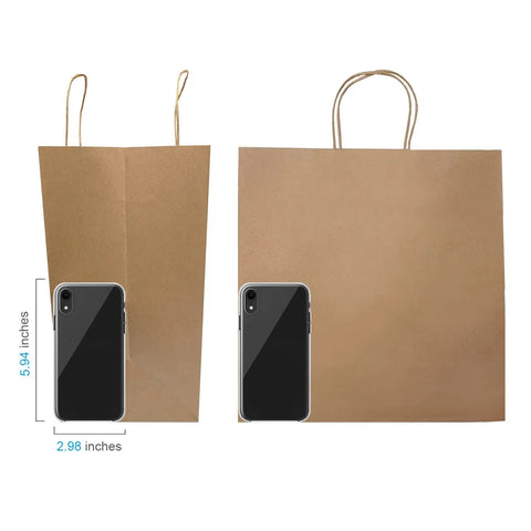 Kraft Paper Bags With Handles 250 Count Heavyweight 13x7x13 Inches For Gift Shopping Party Retail And Storage Reusable Eco Friendly
