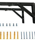 Rock Solid 8 Inch Folding Shelf Brackets With Hardcore Load Rating For Diy Space Saving Wall Mount Shelves Max Weight 410 Lb Pack Of Two with screws and anchors