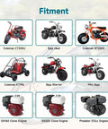 Grid of mini bikes, go-karts, and engines compatible with 26mm Predator 212 Carburetor Upgrade Kit for 212cc Coleman CT200U.