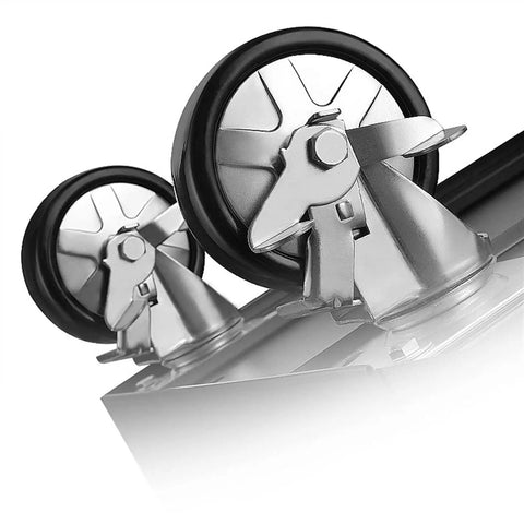 Close-up of smooth wheels on Beefy Heavy Duty Rolling Tool Box With Five Drawers And Lockable Panels, Steel Cart Tool Chest On Wheels