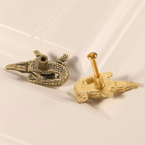 Dope Brass Alligator Shaped Cabinet Knob And Drawer Handle For Kitchen Cabinets Dressers Wardrobes And Nightstands With Durable Finish
