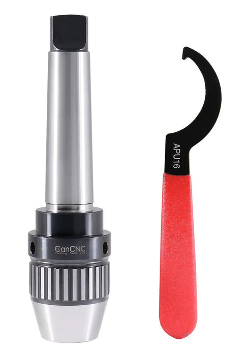 Front view of Keyless Drill Chuck MT4 With Integrated Shank And Titanium Jaws For CNC Lathe And Drill Press One Sixteenth To Five Eighths Inch Capacity